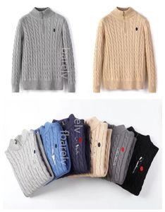 Męski designerski sweter polo polarowe gęste pół zamka błyskawicznego Wysoka szyja ciepłe pullover szczupły dzianinowe dzianin