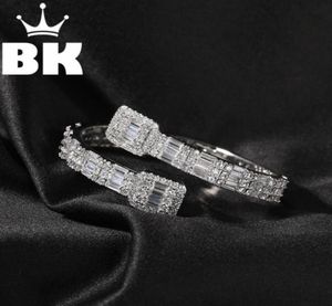 The Bling King CZ Custom Opened Square Zircon Baguette Iced Out Justerable Armband för män Luxury Drop 22021871161008870863