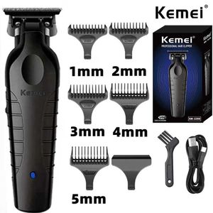 Hair Trimmer Kemei 2299 Barber Cordless 0mm Zero Gap Engraving and Trimming Machine Details Professional Electric Cutting Q240427