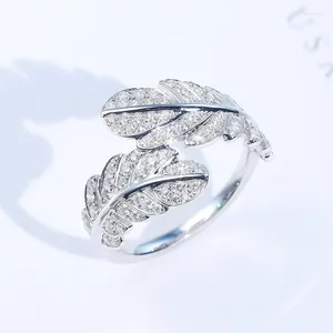 Cluster Rings Brillian Fashion Leaf Opening Adjustable Women Jewelry AAACZ Wedding Jewerly