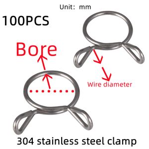 100PCS 304 stainless steel wire clamp ring pipe hoop tubing clamp clamp pipe hose hand pinch water pipe clamp clamp throat clamp