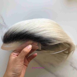 Human hair mens wig hot selling color change 1BT60 Korean hand hook block