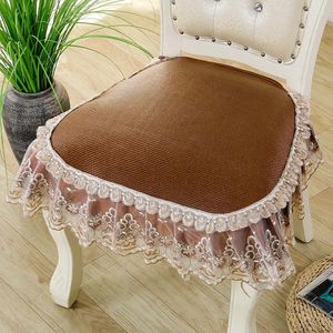 Chair Covers Summertime Dining Cushion Cool Rattan Mat Fabric And Lace Hemlines European Luxury Home Room Decorate