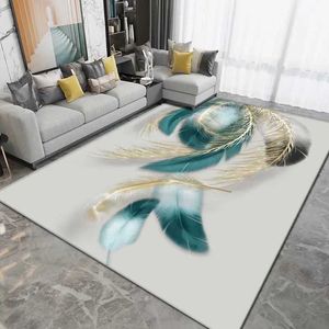 Carpets Modern simple geometric abstract Living room Carpet 3D printed square bedroom Crystal velvet mat floor with non-slip rug