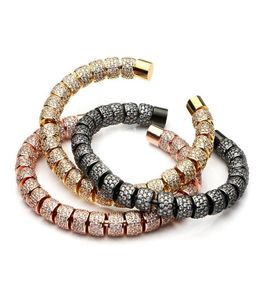 Fashion Gold Color Full CZ Charm Anil Arjandas Bracelet Macrame Bead Bracelet With Micro Pave Clear CZ Watch Protector Leather Bra4324601