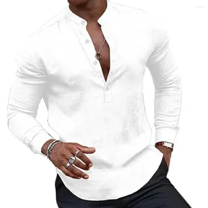 Men's Casual Shirts Mens Shirt Henley Holiday V-neck Daily Winter Long Sleeve Loose Polyester Regular Spring T