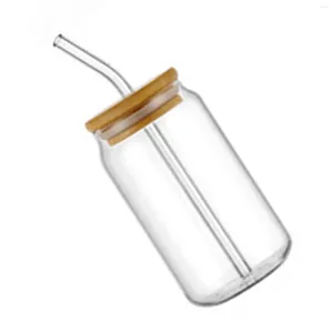 Copo de copo de vidro transparente com tampa High Boron Silicon Water Bottle para acampamento ao ar livre do escritório em casa