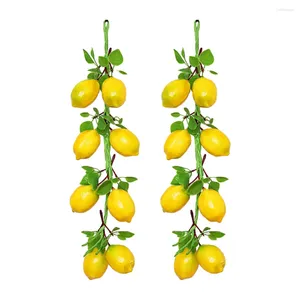 Dekorativa figurer 2 Bunches Imitation Lemon Spetts Artificial Pendant Fruit Decor Toy Themed Party Supplies Models Layout Prop Plant