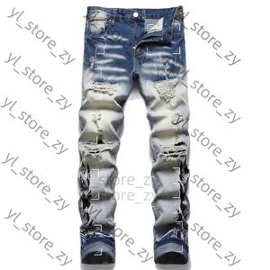 Jeans jeans designer maschile jeans elastici alti jeans cromo angosciati strappato slim fit motociclette motociclista in jeans per uomo moda nero 1623