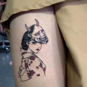 Tattoo Transfer Temporary Tattoo Devil Mask Japanese Geisha Movie Girl Body Art Water Transfer Fake Tatoo Flash Tatto Sticker for Men Women 240427