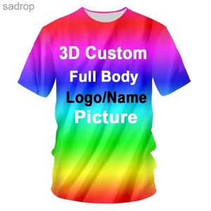 Camisetas masculinas personalizando camisetas exclusivas de impressão completa 3D para homens Tops de mangas curtas de hip-hop da moda