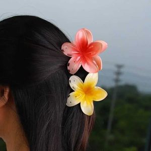 Hair Clips Barrettes Cute summer gradient flower acrylic hair clip suitable for girls sweet ponytail claw shark bucket accessories