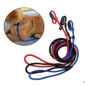 Dog Collars & Leashes Pet Nylon Adjustable Collar Training Loop Slip Leash Rope Lead Small Size Red Blue Black Color1832835 Drop Deliv Dh2On