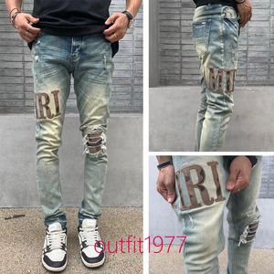 Tasarımcı kot pantolon denim nakış pantolon moda delikleri pantolon bize 28-40 yırtık kot skinny jeans yığılmış kot hip hop kot marka kot pantolon