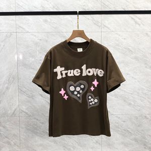 24ss Spring Summer Europe UK True Love Heart Letter Puff Print Tee Fashion Mens Short Sleeve Tshirt Women Casual Cotton Designer T shirts 0427
