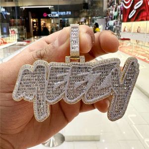 Персонализированные пользовательские рэперы ювелирные изделия стерлингов Sier VVS Moissanite Diamond Iced Out Baguette Letter Pale