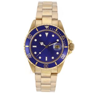 Designer gold watch man men designer watch aaa high quality automatic full gold with blue dial and bezel watch 40mm mens luxury watch brand watch mens designer with box