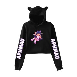 Sweatshirts Aphmau Logo Printed Female Cropped Hoodies Long Sleeve Crop Top Fashion Casual Short Crop Hoodie Aesthetic Daily Cropped Hoodies