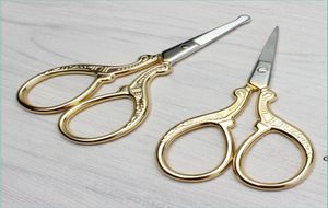 Stainless Steel Handmade Scissors Round Head Nose Hair Clipper Retro Plated Household Tailor Shears Embroidery Sewing Beauty Tools5004873