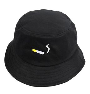 Cigarette Embroidery Bucket Hat For Men Women Hip Hop Fisherman Adult Panama Bob Summer Lovers Flat Wide Brim Hats5396937