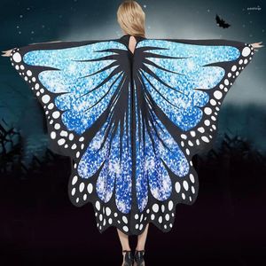 Schals farbenfrohe Schmetterlinge Cape Halloween Carnival Requisiten Flügel Flügel Kostüm Kostüm Strandschalle Cosplay Erwachsener Wrap