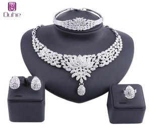 Women Jewelry Sets Gold Color Statement Rhinestone Crystal Necklace Earring Dubai Bridal Party Wedding African Beads Accessories7934024