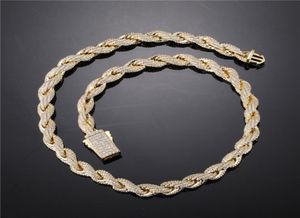 Tjock kedja för män guldfärg mode 8mm 1824 tum 18k gul guld pläterad cz repkedja halsband armband män smycken6442886