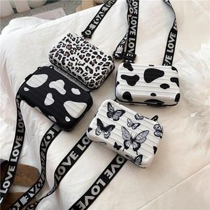 Bag Black White Designer Shoulder Butterfly Leopard Pattern Mini Square Fashion Brand Mobile Phone Y2k Women Handbag
