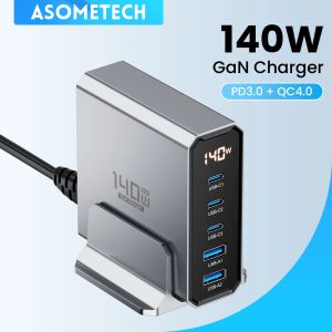 Chargers 140W GAN USB Type C Station Caricatore Quick Charge QC4.0 PD3.0 PPS Adattatore di alimentazione rapido per MacBook Samsung iPhone Laptop