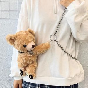 Сумки для плеча медведь мессенджер сумки In ins Creative Chain Plush Korean Style Fashionable кошелька сумочки женщины сцепление