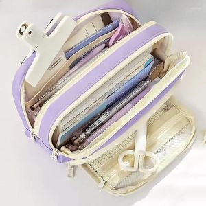 Большая карандашная сумка эстетическая школьные чехлы Девушка Симпатичная канцелярская ручка корпус пурпурный мешочек на молнии