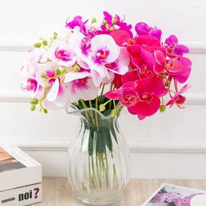 Decorative Flowers Fake Flower Eco-friendly Fadeless Faux Silk 15 Heads Romantic Butterfly Orchid Decoration For Home