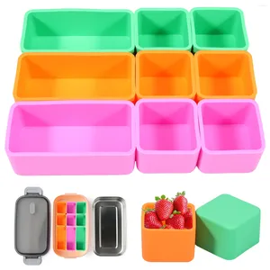 Servis 9st Silicone Bento Box Divider Grad Baking Cups Temperaturbeständig avdelare Återanvändbar