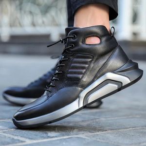 Running Shoes Autumn And Winter Men Genuine Leather Outdoor Waterproof Non-slip Sneakers High To Help Camping Boots