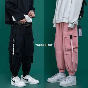 Herrenhosen Schwarze Warenhosen Herren losen lockere Hose rosa Hip-Hop Sporthose Japanische Straßenkleidung Hosen Rohstoff Sport Pantl2404