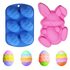 Moulds 3D Easter Surprise Egg Chocolate Mold Silicone Rabbit DIY Baking Tray Pastry Fondant Mould 2023 Easter Decoration Cake Tool