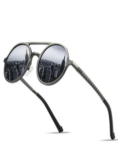 Varumärkesdesign solglasögon män polariserade vintage runda ram solglasögon aluminiumlegeringsglasögon som kör speglar cx205100945