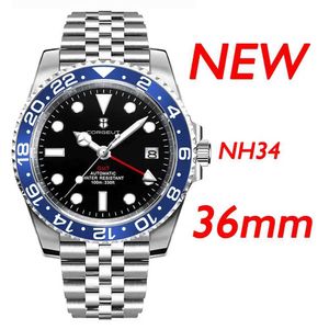 腕時計36mm回帰Masculino JapanNH34 Element Sterile Dial Sub Sapphire Crystal Automatic Mens Green Luminous Q240426