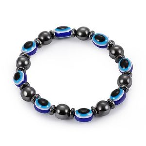 Energy Magnetic Hematite Blue Evil Eye Bracelet Women Power Healthy Black Gallstone Beaded Chains Bangle For Men S Fashion Drop Deliv Dhkqe