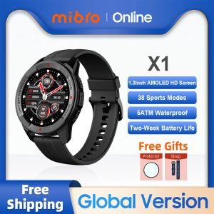 Watches Mibro X1 Smartwatch Global الإصدار 1.3 بوصة شاشة AMOLED 5ATM مقاوم للماء SPO2 Sports Watch Smart Watch لنظام iOS Android