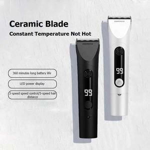 Aparador de cabelo masculino aparador elétrico profissional com tela LED lavável e recarregável liga de titânio Blade sem fio q240427