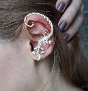 Nya modetillbehör Rhinestone Ear Cuff örhängen Elegant överdrivna Gekkonidae Lizard Stud Earring9766528