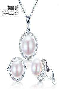 Dainashi real freshwater pearl jewelry set with slide pendant and hoop earring with 925 sterling necklace for women18237996