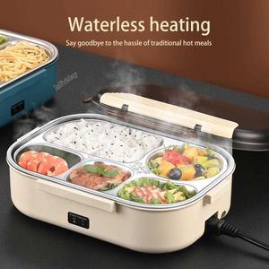 Bento Boxes Electric uppvärmd lunchlåda rostfritt stål matisolering bento lunchlåda camping hem bil som håller varm lunchlåda 1.2L 12V/220V Q240427