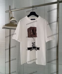 Xinxinbuy Men Designer Tee T Shirt 2024 Włochy wzorzyste z cegły nadruk z krótkim rękawem bawełniane kobiety szary czarny niebieski m-4xl