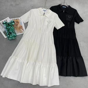 2024 En İyi Tasarımcı Marka Moda Kadınlar İnce Elbise Siyah Basit Rahat Elbise Kadın Seksi Büyüleyici Takım Kız Beyaz Prenses Elbise