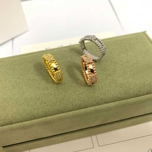 Designer charm Van Pai Edition Narrow Kaleidoscope Ring Small Design High Sense Diamond Rose Gold