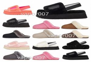 مع Box 2021 Designer Snow Scuffette Disco Checker II Women Classic Slide Shoes Womens Girl Lady Winter 3542 28BI4813123