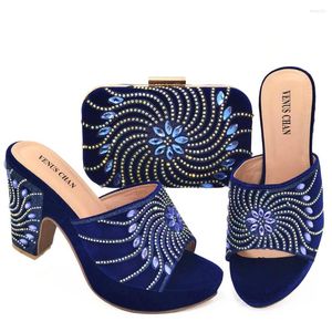 Casual Shoes Doerswhow Come Matching Women Shoe and Bag Set Decorated Pink Nigerian Italy HJK1-23