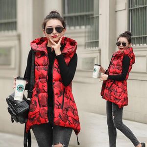 Women's Vests Hooded Vest 2024 Spring Autumn Thick Cotton Coats Warm Print Clothes Korean Slim Fashion Pocket Tank Top Female